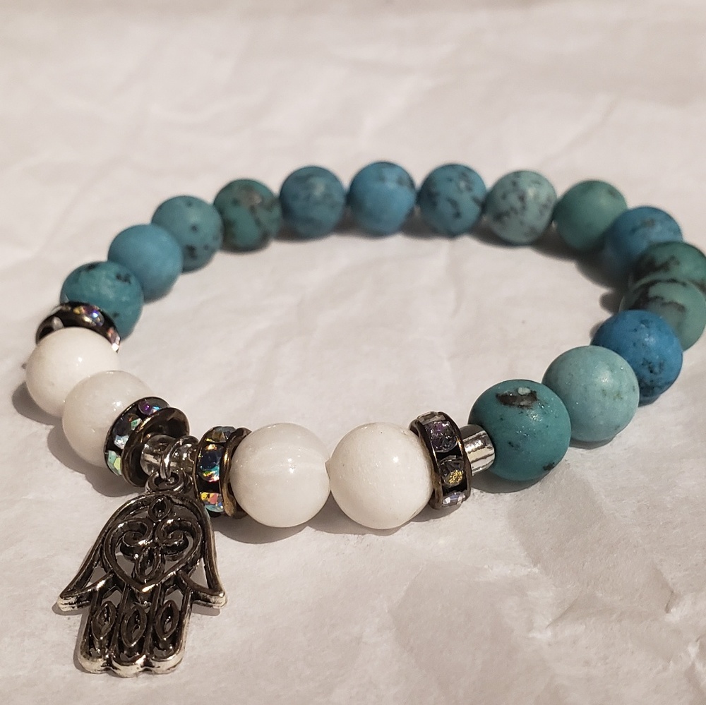 Crystal Healing Bracelet ~ Turquoise/Snow Quartz